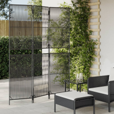 vidaXL fekete 3-paneles polyrattan térelválasztó bútor