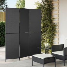 vidaXL fekete 3-paneles polyrattan térelválasztó bútor