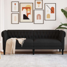 vidaXL fekete 3 személyes szövet Chesterfield kanapé bútor