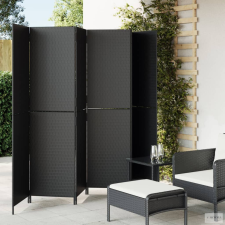 vidaXL Fekete 6-paneles polyrattan térelválasztó bútor