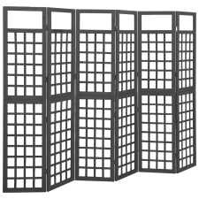 vidaXL fekete 6 paneles tömör fenyőfa térelválasztó/lugasrács 242,5x180cm bútor