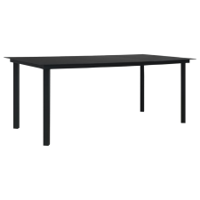vidaXL fekete acél és üveg kerti étkezőasztal 190 x 90 x 74 cm kerti bútor