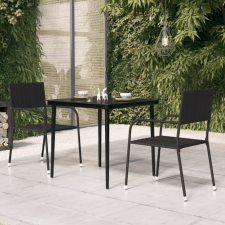 vidaXL fekete acél és üveg kerti étkezőasztal 80 x 80 x 74 cm kerti bútor