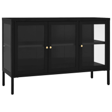 vidaXL fekete acél és üveg tálalószekrény 105 x 35 x 70 cm (336067) bútor