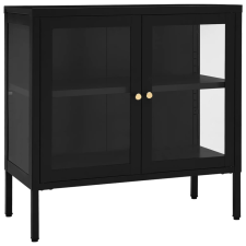 vidaXL fekete acél és üveg tálalószekrény 70 x 35 x 70 cm (336064) bútor