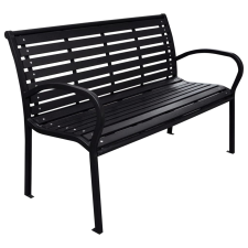 vidaXL fekete acél és WPC kerti pad 116 cm kerti bútor