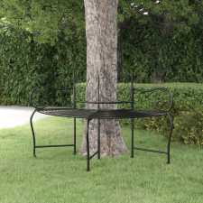 vidaXL fekete acél fa körüli pad 150 cm kerti bútor