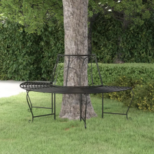 vidaXL fekete acél félkör alakú fa körüli pad Ø159 cm kerti bútor