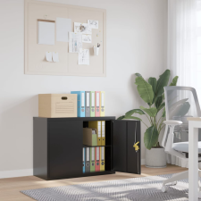 vidaXL fekete acél irattartó szekrény 90 x 40 x 70 cm irattároló szekrény