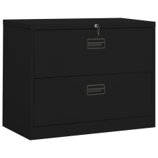 vidaXL fekete acél irattartó szekrény 90 x 46 x 72,5 cm irattároló szekrény
