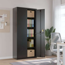 vidaXL fekete acél irattartó szekrény 90x40x200 cm irattároló szekrény