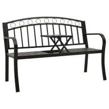 vidaXL fekete acél kerti pad asztallal 125 cm kerti bútor