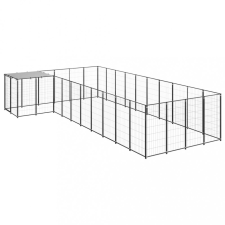 vidaXL fekete acél kutyakennel 13,31 m² szállítóbox, fekhely kutyáknak