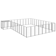 vidaXL fekete acél kutyakennel 25,41 m² szállítóbox, fekhely kutyáknak