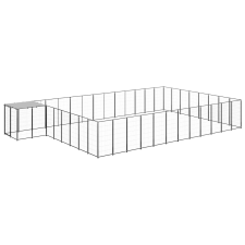 vidaXL fekete acél kutyakennel 30,25 m² szállítóbox, fekhely kutyáknak