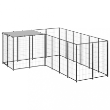vidaXL Fekete acél kutyakennel 4,84 m² szállítóbox, fekhely kutyáknak