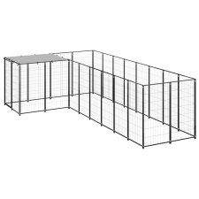 vidaXL fekete acél kutyakennel 6,05 m² szállítóbox, fekhely kutyáknak