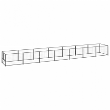 vidaXL fekete acél kutyakennel 7 m² szállítóbox, fekhely kutyáknak