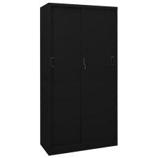 vidaXL fekete acél tolóajtós irodai szekrény 90 x 40 x 180 cm üzletberendezés, dekoráció