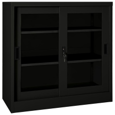 vidaXL fekete acél tolóajtós szekrény 90 x 40 x 90 cm bútor