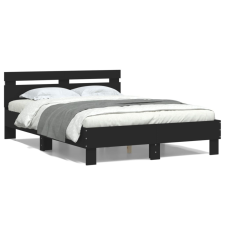 vidaXL Fekete ágykeret fejtámlával és LED-del 120 x 190 cm ágy és ágykellék