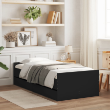 vidaXL fekete ágykeret fiókokkal 90x190 cm ágy és ágykellék
