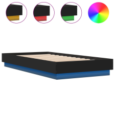 vidaXL fekete ágykeret LED-világítással 75 x 190 cm (839547) ágy és ágykellék