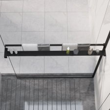 vidaXL fekete alumínium zuhanypolc walk-in zuhanyfalhoz 100 cm kád, zuhanykabin