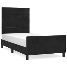 vidaXL fekete bársony ágykeret fejtámlával 80 x 200 cm (3125723) ágy és ágykellék