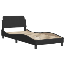 vidaXL fekete bársony ágykeret fejtámlával 90x190 cm (373094) ágy és ágykellék