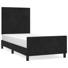 vidaXL fekete bársony ágykeret fejtámlával 90x200 cm (3125613) - Ágyak és ágykeretek ágy és ágykellék