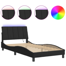 vidaXL fekete bársony ágykeret LED-világítással 100 x 200 cm (3213765) ágy és ágykellék