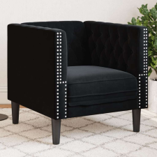 vidaXL fekete bársony Chesterfield kanapéfotel bútor