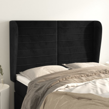 vidaXL fekete bársony fejtámla szárnyakkal 147 x 23 x 118/128 cm ágy és ágykellék