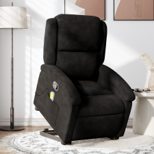 vidaXL fekete bársony felállást segítő dönthető masszázsfotel masszázsfotel