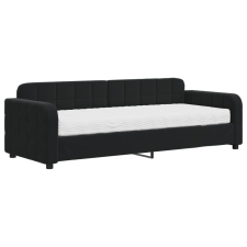 vidaXL fekete bársony heverő matraccal 80 x 200 cm (3196902) ágy és ágykellék