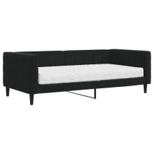 vidaXL fekete bársony heverő matraccal 90 x 190 cm (3196682) ágy és ágykellék