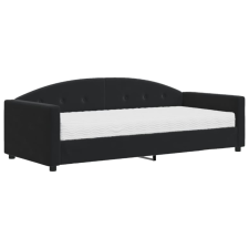 vidaXL fekete bársony heverő matraccal 90 x 190 cm (3197292) ágy és ágykellék