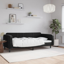 vidaXL fekete bársony kanapéágy 90 x 190 cm ágy és ágykellék