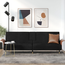 vidaXL fekete bársony kanapéágy pohártartókkal bútor