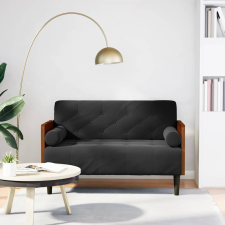 vidaXL fekete bársony loveseat kanapé párnákkal 110 cm bútor