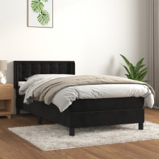 vidaXL fekete bársony rugós ágy matraccal 100 x 200 cm ágy és ágykellék