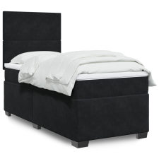 vidaXL fekete bársony rugós ágy matraccal 100 x 200 cm ágy és ágykellék
