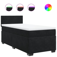 vidaXL fekete bársony rugós ágy matraccal 100 x 200 cm ágy és ágykellék