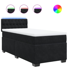 vidaXL fekete bársony rugós ágy matraccal 100 x 200 cm ágy és ágykellék