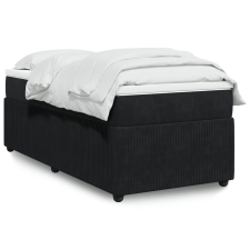 vidaXL fekete bársony rugós ágy matraccal 100 x 200 cm ágy és ágykellék