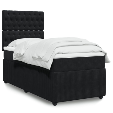 vidaXL fekete bársony rugós ágy matraccal 100 x 200 cm ágy és ágykellék