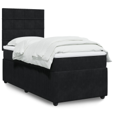 vidaXL fekete bársony rugós ágy matraccal 100 x 200 cm ágy és ágykellék