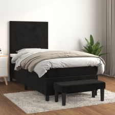 vidaXL fekete bársony rugós ágy matraccal 100 x 200 cm ágy és ágykellék