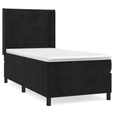vidaXL fekete bársony rugós ágy matraccal 100 x 200 cm (3132725) ágy és ágykellék